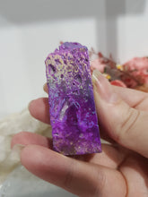 Load image into Gallery viewer, Titanium Aura Sphalerite Crystal Point Tower Stone 66mm 5 SLIGHT LEAN

