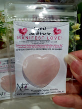 Load image into Gallery viewer, Rose Quartz Heart Crystal Love Attractor. Hold is your hand and voice / Affirm / Manifest loving relationships. Geniune Rose Quartz Heart Crystal Carving
