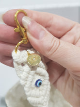 Load image into Gallery viewer, Evil-Eye-Macrame-Keyring-Key-Ring-Moonlight-Crystals-Australia
