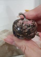 Load image into Gallery viewer, Pumpkin Rhodonite Crystal Carving Stone

Inspires Compassion &amp; Emotopnal Balance

Cute Rhodonite Pumpkin Carving Stone. 
