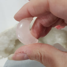 Load image into Gallery viewer, Moon Rose Crescent Quartz crystal carving 30mm 6 CHIPPED EDGE
