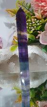 Load image into Gallery viewer, Fluorite WAND tower point Crystal Carving Stone

Inspires stability and grounding

Beautiful Fluorite Wand /Tower. Colours are just lovely
