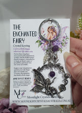 Load image into Gallery viewer, "THE ENCHANTED FAIRY" Metal Fairy Keyring Key chain with Amethyst Beads Stone Silver Crystal Key Ring&nbsp;

INSPIRES INTUITION AND MAGIC

Carry a little Magic wherever life takes you!
