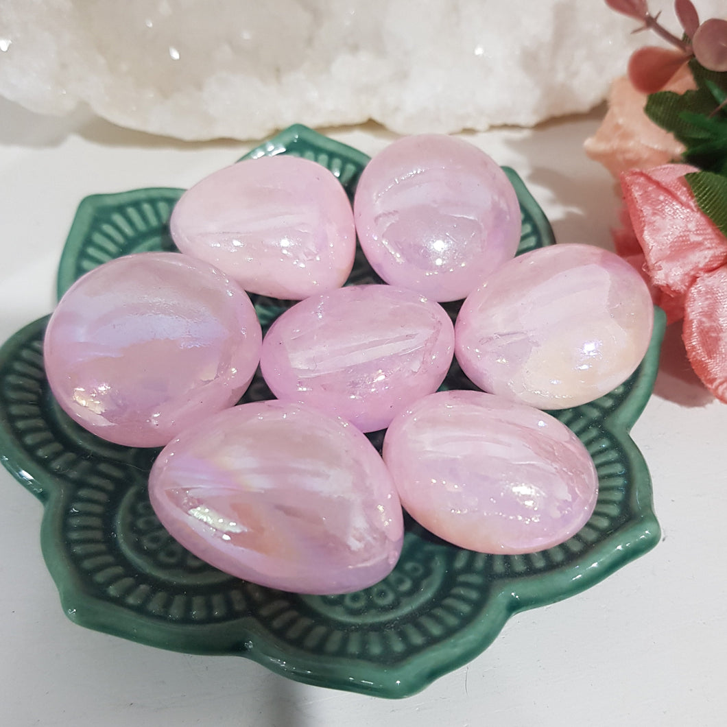 Titanium Aura Quartz Pink Crystal Tumble Stone 25mm - 30mm
