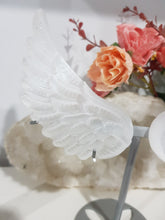 Load image into Gallery viewer, Angel Wings on Stand Selenite Crystal Carving Stone 180mm 1 GORGEOUS
