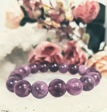 Load image into Gallery viewer, Lepidolite Crystal Bracelet 10mm gemstone beaded Bracelet 8 inch B106 (filter used to ensure colour likeness)
