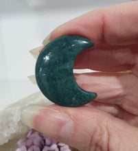 Load image into Gallery viewer, Moon Car Clip Moss Agate Crystal Carving Stone 30mm | Inspires Transformation and Grounding 2

