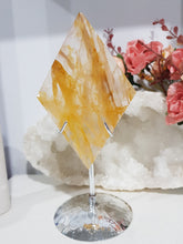 Load image into Gallery viewer, Diamond Golden Healer Crystal Carving on Silver Stand 170mm 3 STUNNING!
