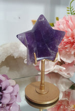 Load image into Gallery viewer, Star Amethyst Crystal Carving Stone on Stand 

Inspires Intuition

Gorgeous Amethyst Star Crystal Carving Stone on stand. 
