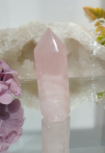 Load image into Gallery viewer, Rose Quartz Crystal Tower Point Stone

INSPIRES UNCONDITIONAL LOVE

Lovely Rose Quartz crystal point tower. 
