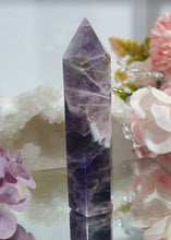 Load image into Gallery viewer, Amethyst Crystal Tower Point Stone.  has broken tip.

INSPIRES INTUITION

Lovely Amethyst Crystal Point Tower. has a broken tip  
