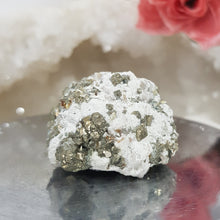 Load image into Gallery viewer, Pyrite in Quartz Crystal Cluster Stone 35mm 2 GORGEOUS!
