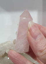 Load image into Gallery viewer, Rose Quartz Crystal Tower Point Stone

INSPIRES UNCONDITIONAL LOVE

Lovely Rose Quartz crystal point tower. 
