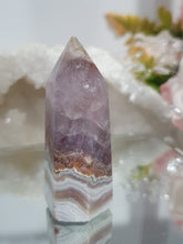 Load image into Gallery viewer, Amethyst Agate Tower Crystal Stone. This one is so prety. Just has a broken tip.  


