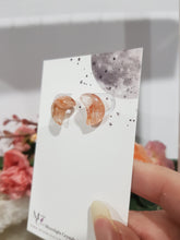 Load image into Gallery viewer, Moon Fire Quartz Crystal STUD EARRINGS Gemstone 12mm E82
