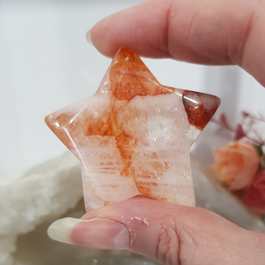 Fire Quartz Star Crystal Carving