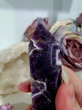 Load image into Gallery viewer, Beautiful Chevron Crystal Amethyst Stone Tower Obelisk. Inspires Insight and spirituality
