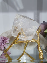 Load image into Gallery viewer, Quartz Freeform Crystal Carving Quartz Stone on gold Stand 70mm | Inspires Power, Purity and Spirituality
