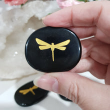 Load image into Gallery viewer, Black-Obsidian-Worry-Stone-Dragonfly-Moonlight-Crystals-Australia
