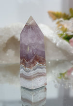 Load image into Gallery viewer, Amethyst Agate Tower Crystal Stone. This one is so prety. Just has a broken tip.  


