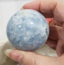Load image into Gallery viewer, Celestite-Sphere-on-Stand-Crystal-Stone-Moonlight-Crystals-Australia
