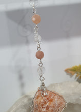 Load image into Gallery viewer, "EMPOWERED BY THE SUN" Sunstone Raw Crystal Carving Stone Silver Crystal Energy Enhancer© Hanger Ornament Suncatcher 200mm | Inspires Empowerment, Joy and Courage
