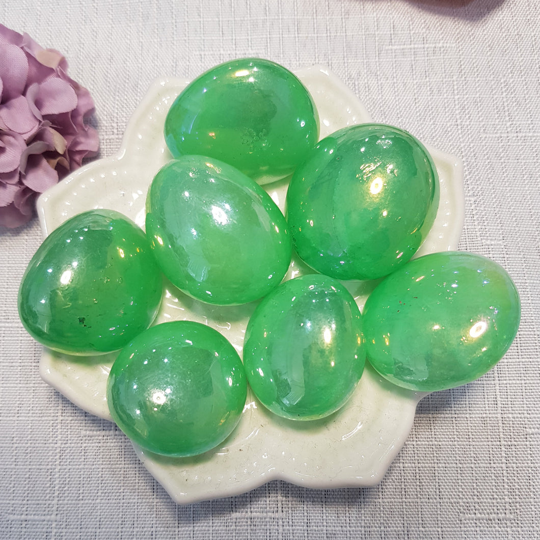 Titanium Aura Quartz Green Crystal Tumble Stone 25mm - 30mm