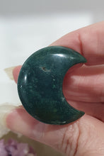 Load image into Gallery viewer, Moon Car Clip Moss Agate Stone Crystal Carving Stone

Inspires Transformation and Grounding

Moon Crystal Car Clip.  Decorative Clip for Car Vent. 
