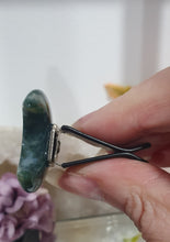 Load image into Gallery viewer, Moon Car Clip Moss Agate Stone Crystal Carving Stone

Inspires Transformation and Grounding

Moon Crystal Car Clip.  Decorative Clip for Car Vent. 

