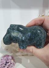 Load image into Gallery viewer, Hippopotamus Hippo Moss Agate Crystal Carving Stone

INSPIRES GROUNDING AND CONNECTION TO EARTH

Beautiful Moss Agate Hippo Crystal Carving Stone.  Amazing Piece!.     
