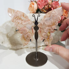 Load image into Gallery viewer, Butterfly Wings on Stand Flower Agate Crystal carving gemstone stone 130mm 1
