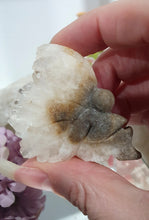 Load image into Gallery viewer, Fairy Quartz Cluster Crystal Carving Stone  

Inspires Magick, Purity &amp; Spirituality

Stunning Quartz Crystal cluster fairy with gorgeous quartz crystal teeth. 
