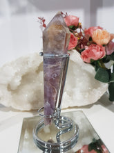 Load image into Gallery viewer, Amethyst-Sceptor-Tower-on-Silver-Stand-Crystal-Carving-Stone-Moonlight-Crystals-Australia
