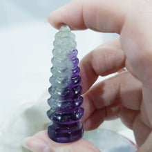 Load image into Gallery viewer, Temple Fluorite Crystal Carving Stone Point 60mm 12
