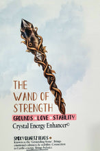 Load image into Gallery viewer, WAND OF STRENGTH" Handcrafted Smoky Quartz Tower Point Stone Gold Crystal Energy Enhancer© Hanger Ornament Suncatcher 

Inspires GROUNDING | LOVE | STABILITY

Gorgeous Smoky Quartz crystal tower beaded with Smoky Quartz, Rose Quartz and Herkimer Diamond.  Wire wrapped in gold
