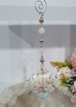 Load image into Gallery viewer, HEART OF A UNICORN" Aura Howlite Heart Stone Rose Gold Crystal Energy Enhancer© Hanger Ornament Suncatcher

INSPIRES MAGICK AND LOVE

Gorgeous Aura Howlite Heart beaded with Rose Quartz, Rainbow Hematite and Quartz. Wired in Rose Gold
