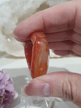 Load image into Gallery viewer, Stunning Carnelian Heart Crystal Carving on Stand.  Inspires Sensuality and Self Confidence. Fantastic Druzy
