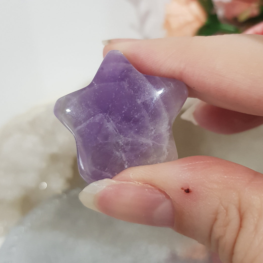 Amethyst star crystal Carving stone 30mm 7