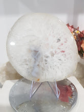 Load image into Gallery viewer, Agate Slice Crystal Carving on Stand Stone 100mm 3
