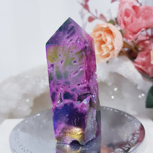Load image into Gallery viewer, Pink-Titanium-Aura-Sphalerite-crystal-tower
