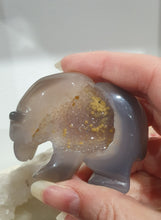 Load image into Gallery viewer, Bear Agate Crystal Carving Stone

Inspires Friendships and Harmony

Lovely Agate Bear Crystal Carving Stone with amazng druzy. 
