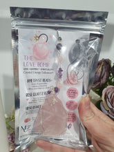 Load image into Gallery viewer, THE LOVE BOMB Rose Quartz Crystal Rough Silver Wired Crystal Energy Enhancer© Hanger Ornament Suncatcher. Inspires Unconditional Love, Harmony, Spirituality. Crystal Suncatchers
