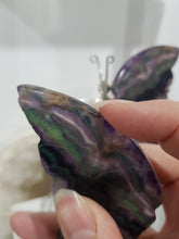 Load image into Gallery viewer, Butterfly Wings on Stand Fluorite Crystal carving gemstone stone 130mm 8 GORGEOUS EARTH INCLUSIONS
