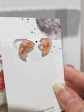 Load image into Gallery viewer, Moon Fire Quartz Crystal STUD EARRINGS Gemstone 12mm E82
