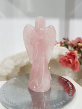Load image into Gallery viewer, Angel Rose Quartz Crystal Carving Stone 80mm 6 CHIP ON WING
