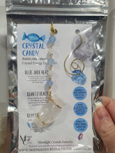 Load image into Gallery viewer, "CRYSTAL CANDY" Quartz Candy gold wired Stone Crystal Energy Enhancer© Hanger Ornament Suncatcher | Inspires Powerful Magic &amp; Serenity
