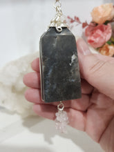 Load image into Gallery viewer, MIDNIGHT SPARKLE - HARMONY | LOVE | PROTECTION - Black Sphalerite Tower Stone Silver Crystal Energy Enhancer© | Hanger | Ornament | Sun catcher 220mm
