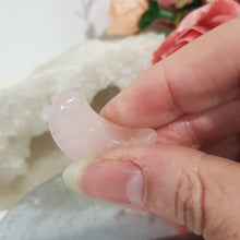 Load image into Gallery viewer, Moon Rose Crescent Quartz crystal carving 30mm 6 CHIPPED EDGE
