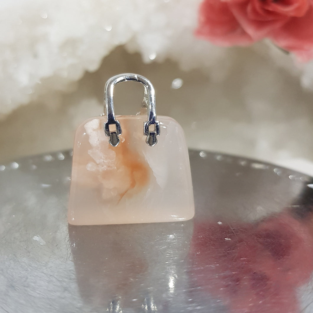 Handbag Flower Agate Crystal Carving Stone 20mm 3 hand bag