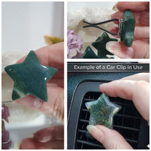 Load image into Gallery viewer, Star Car Clip Moss Agate Stone Crystal Carving Stone

Inspires Joy and Grounding

Lovely Star Moss Agate Crystal Car Clip.  Decorative Clip for Car Vent. 


